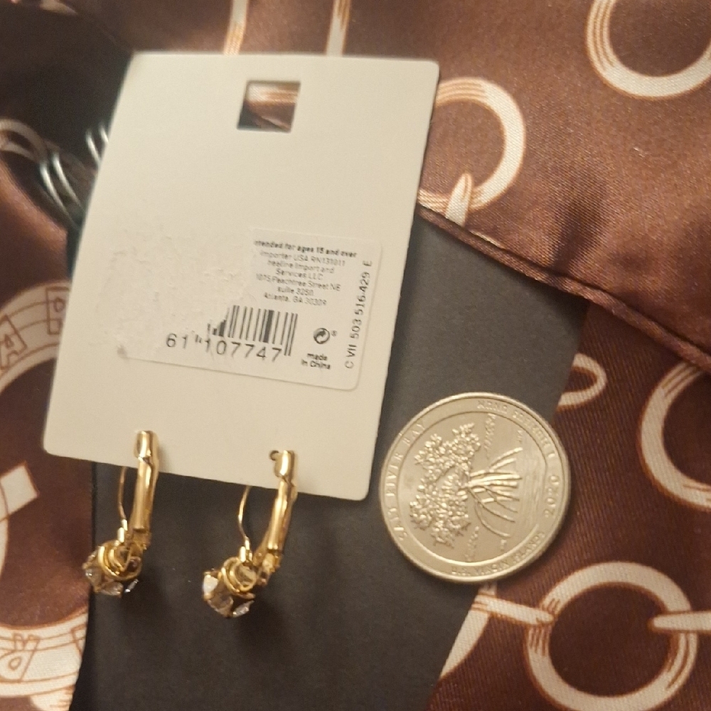 Elegant Sparkling Gold and Zirconia Earrings Nwt - Picture 4 of 4